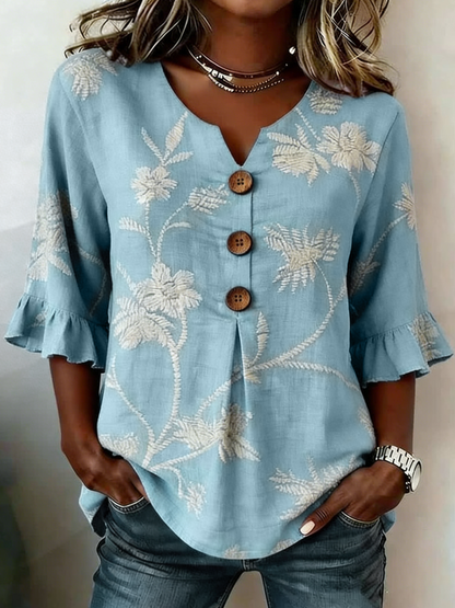Women'S Floral Art Retro Printed Casual Top