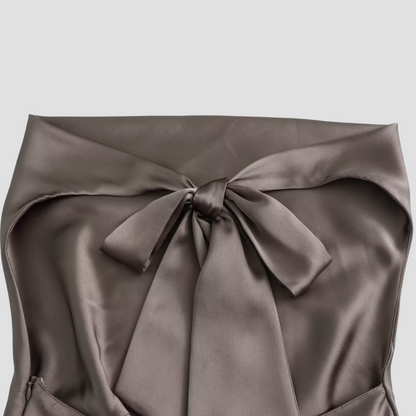 Women’s Halter Back Tie Draped Satin Tanks