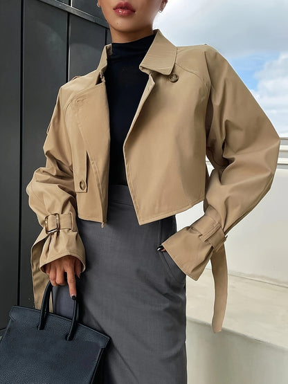 Women’s Cropped Button-Up Trench Jacket