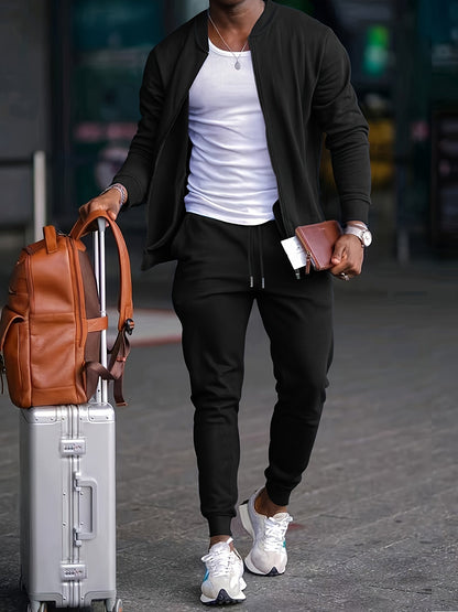 Chándal casual de viaje para hombre con chaqueta con cremallera