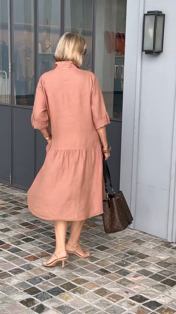 Nuevo vestido casual de lino y algodón para mujer