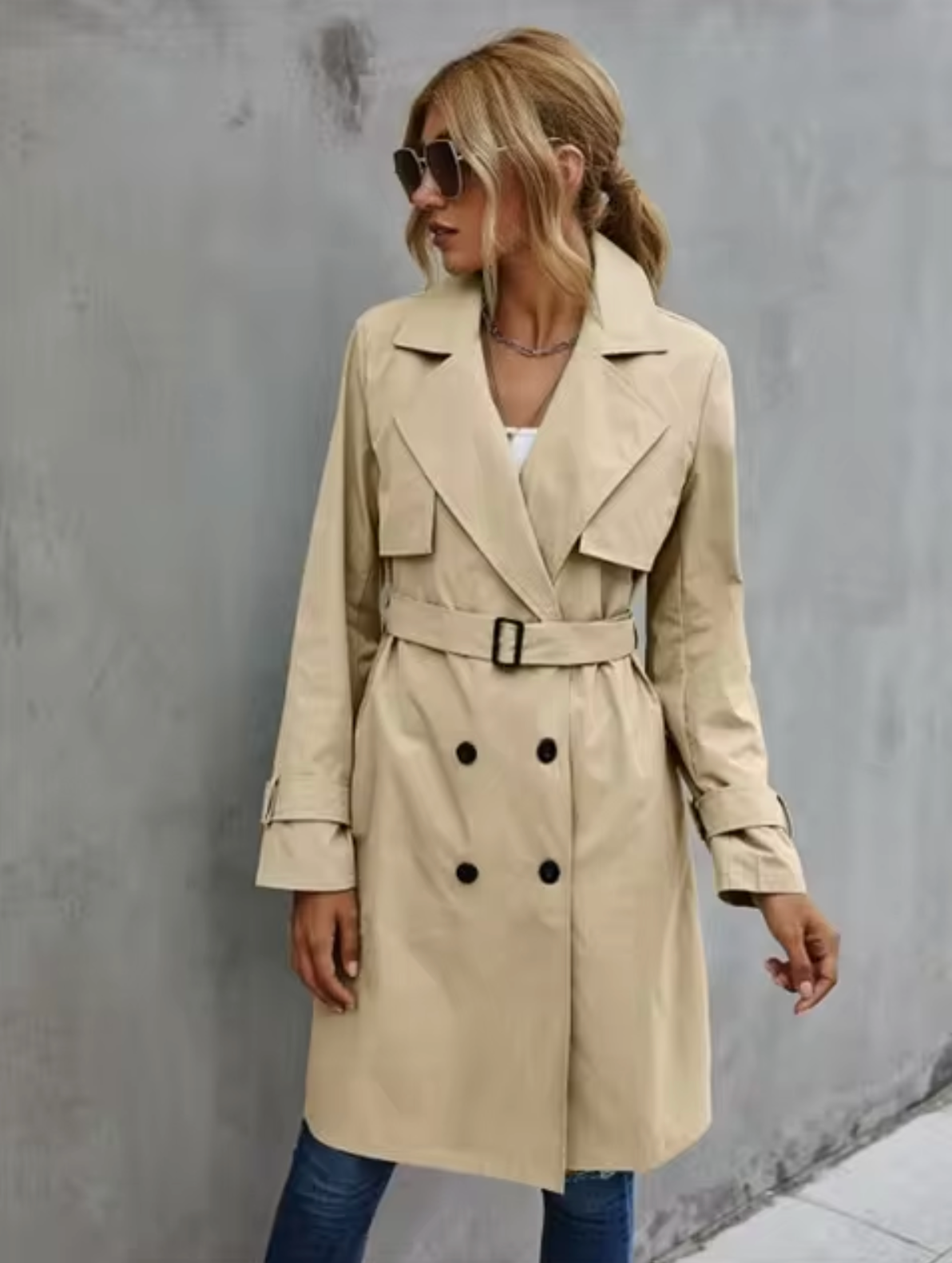 Women’s Double Breasted Belted Trench Coat