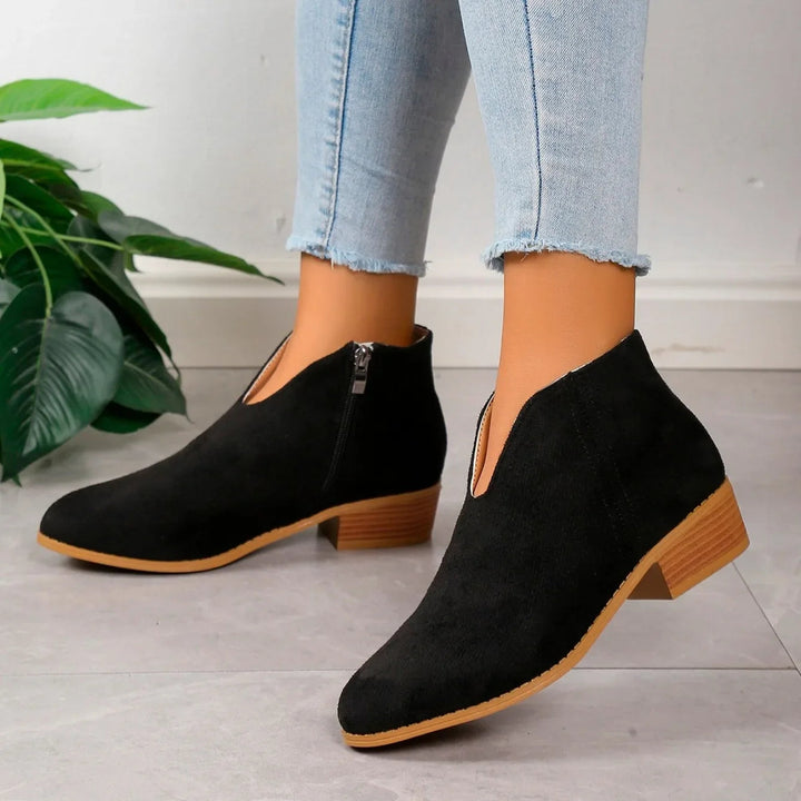 Women’s Leopard Print Ankle Boots with Zipper