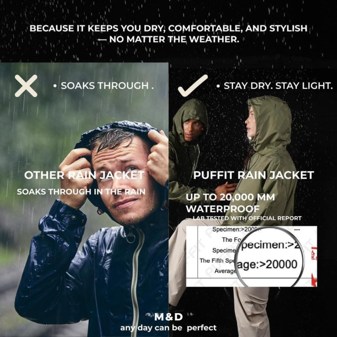 M&amp;D™ - Abrigo impermeable con capucha de gran tamaño