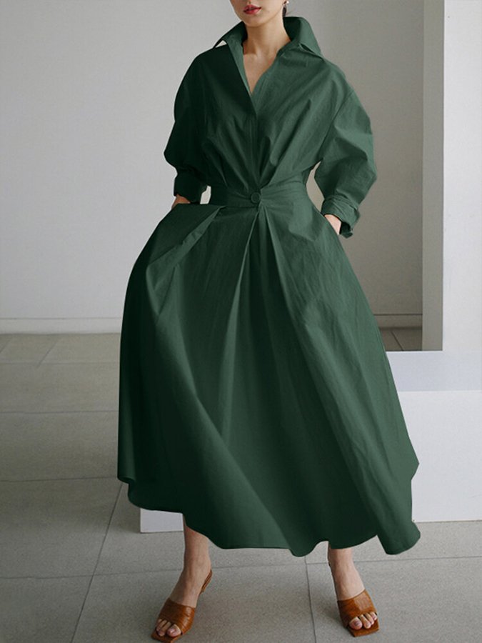 Maxivestido camisero entallado para mujer