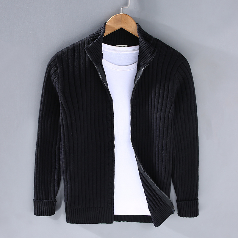 Men’s Warm Knitted Zip Jacket Winter Cardigan