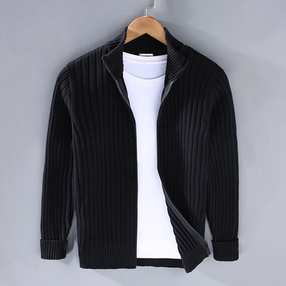 Men’s Warm Knitted Zip Jacket Winter Cardigan