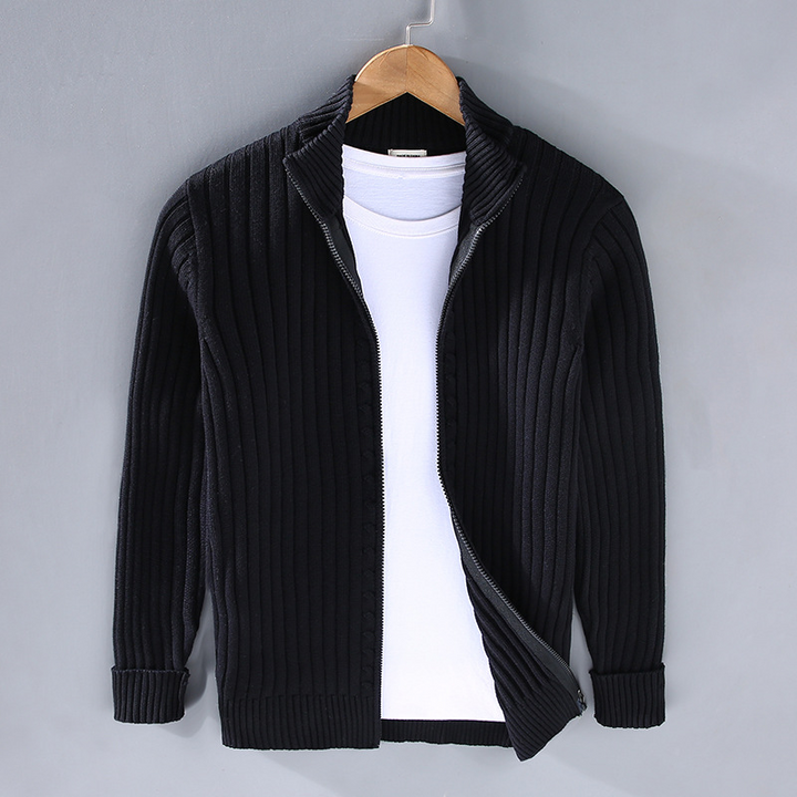 Men’s Warm Knitted Zip Jacket Winter Cardigan
