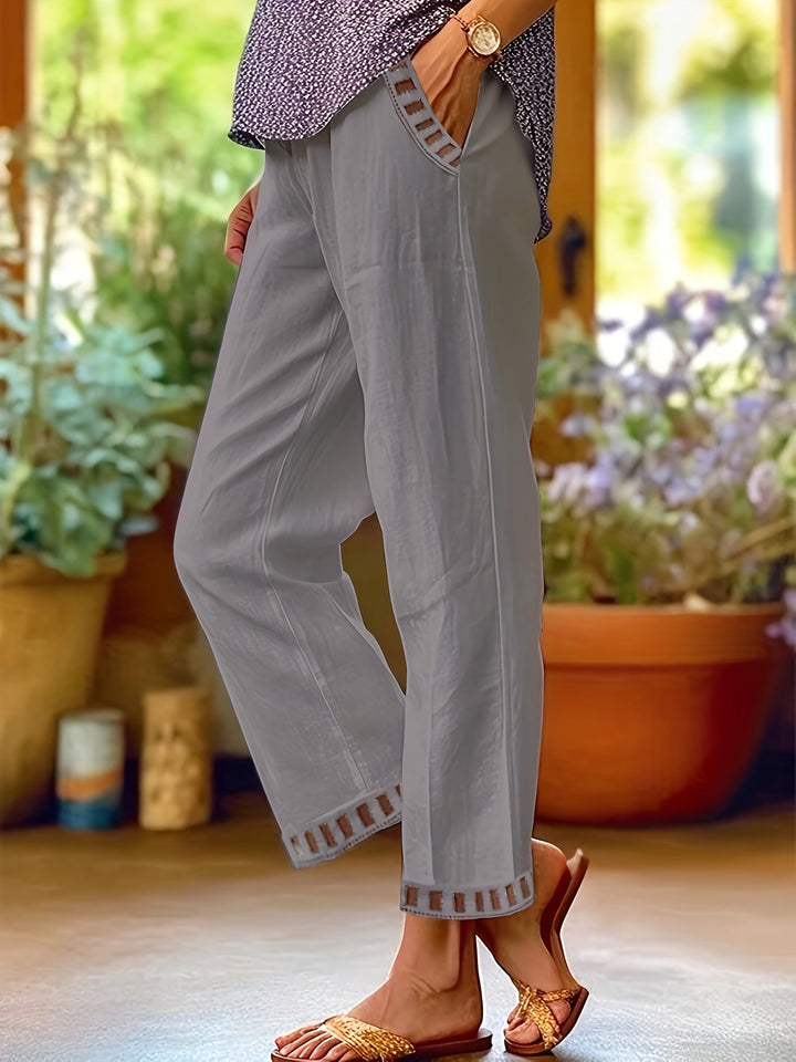 Pantalones cropped holgados con ribete en contraste