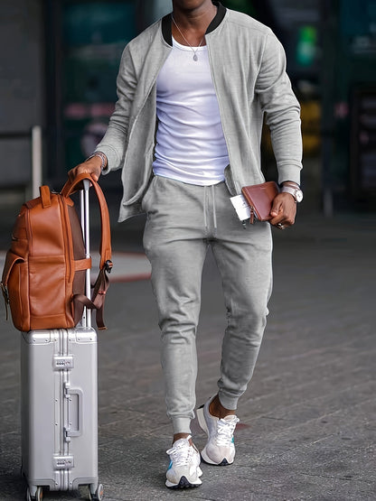 Chándal casual de viaje para hombre con chaqueta con cremallera