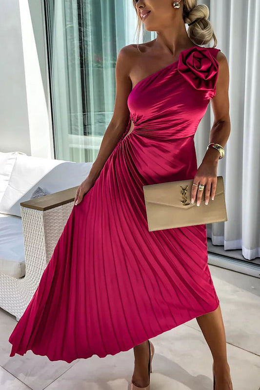 Elegant Floral One-Shoulder Maxi Dress