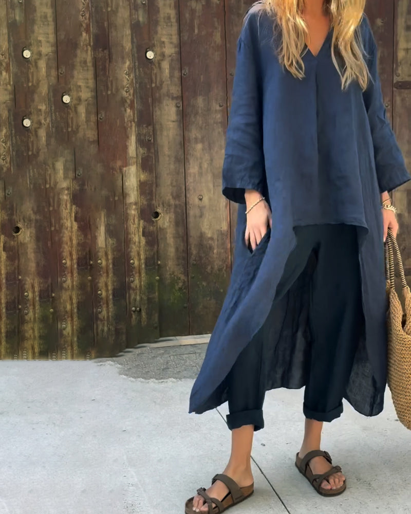 Women’s Relaxed Long Tunic and Pant Set