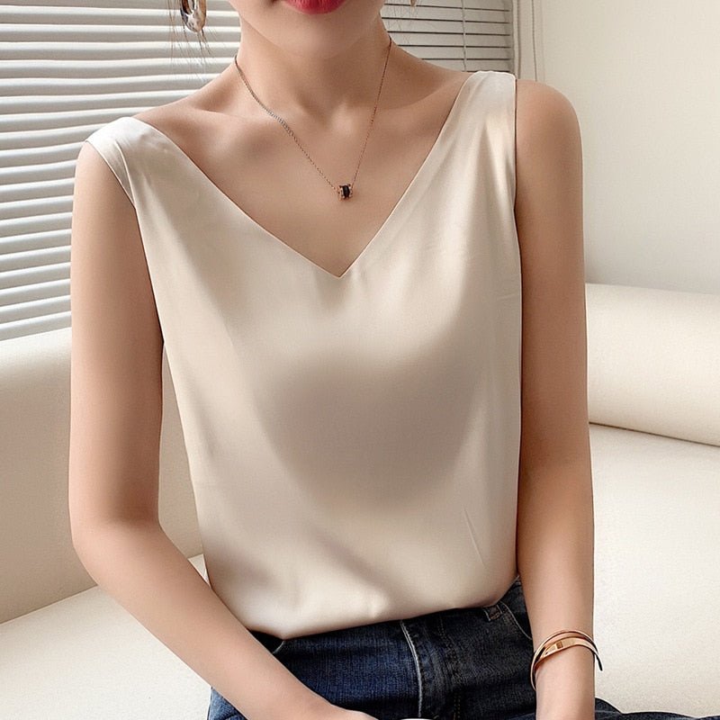 Women’s Classic Relaxed Fit Draped Satin Tanks