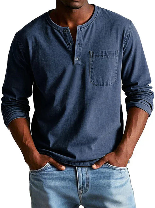 Men’s Casual Long Sleeve Henley Shirt