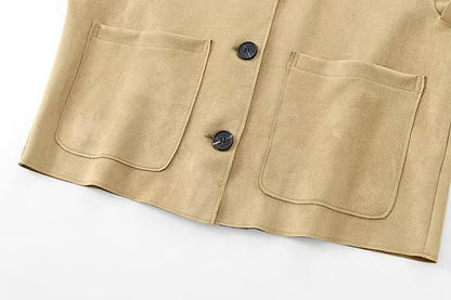 Women's Buttoned Woolen Blazer Jacket