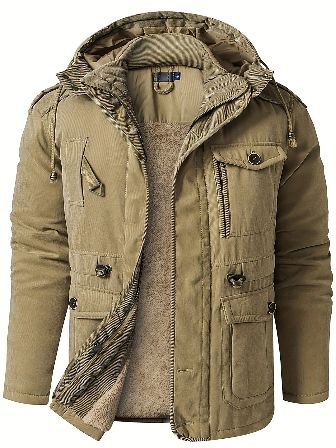 Men’s Warm Thick Hooded Utility Jacket