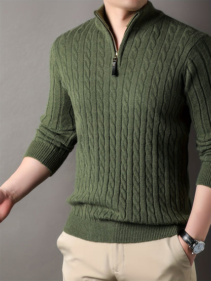 Men Ribbed Pattern Warm Winter Sweater