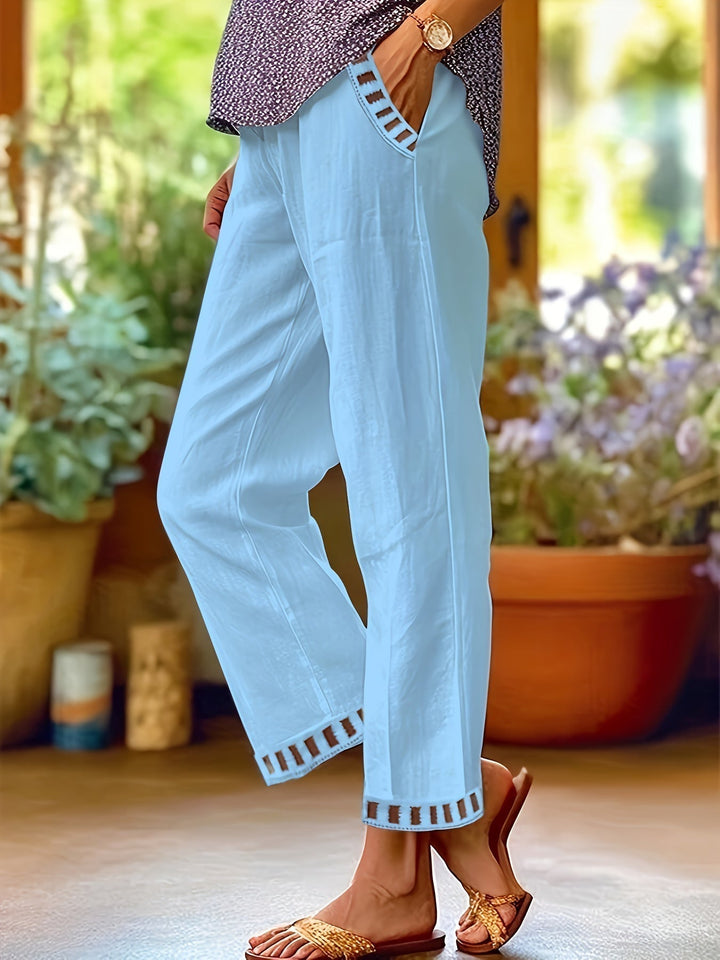Pantalones cropped holgados con ribete en contraste