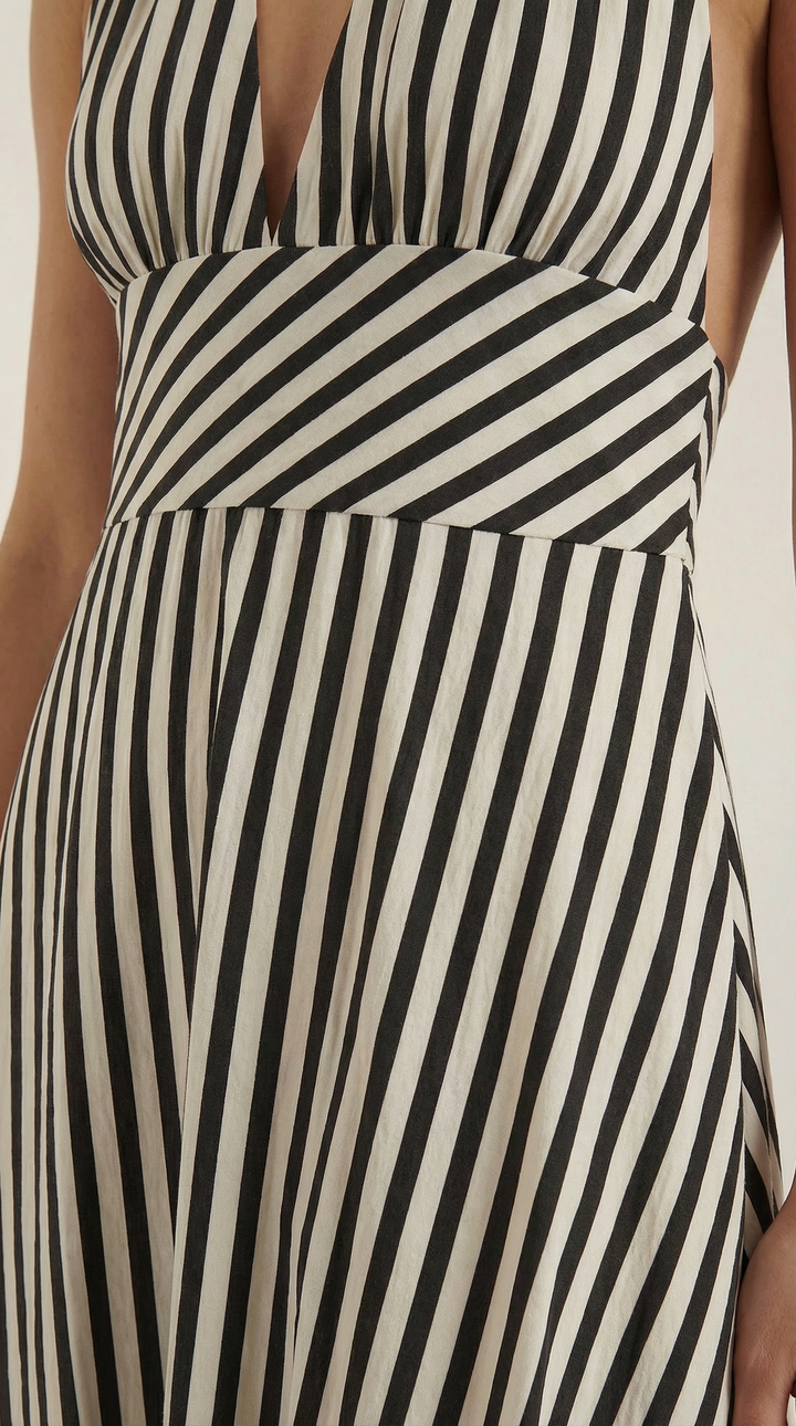 Striped V-neck Maxi Dress