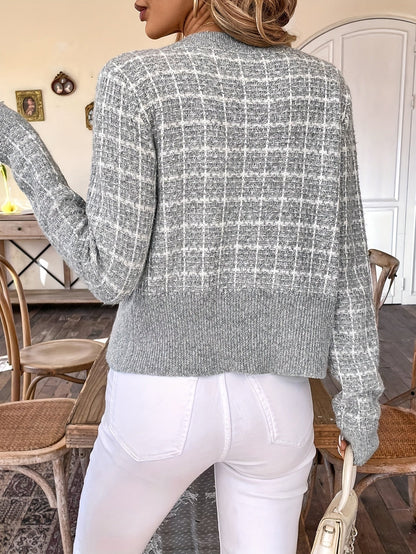Women’s Tweed Button Front Knit Cardigan
