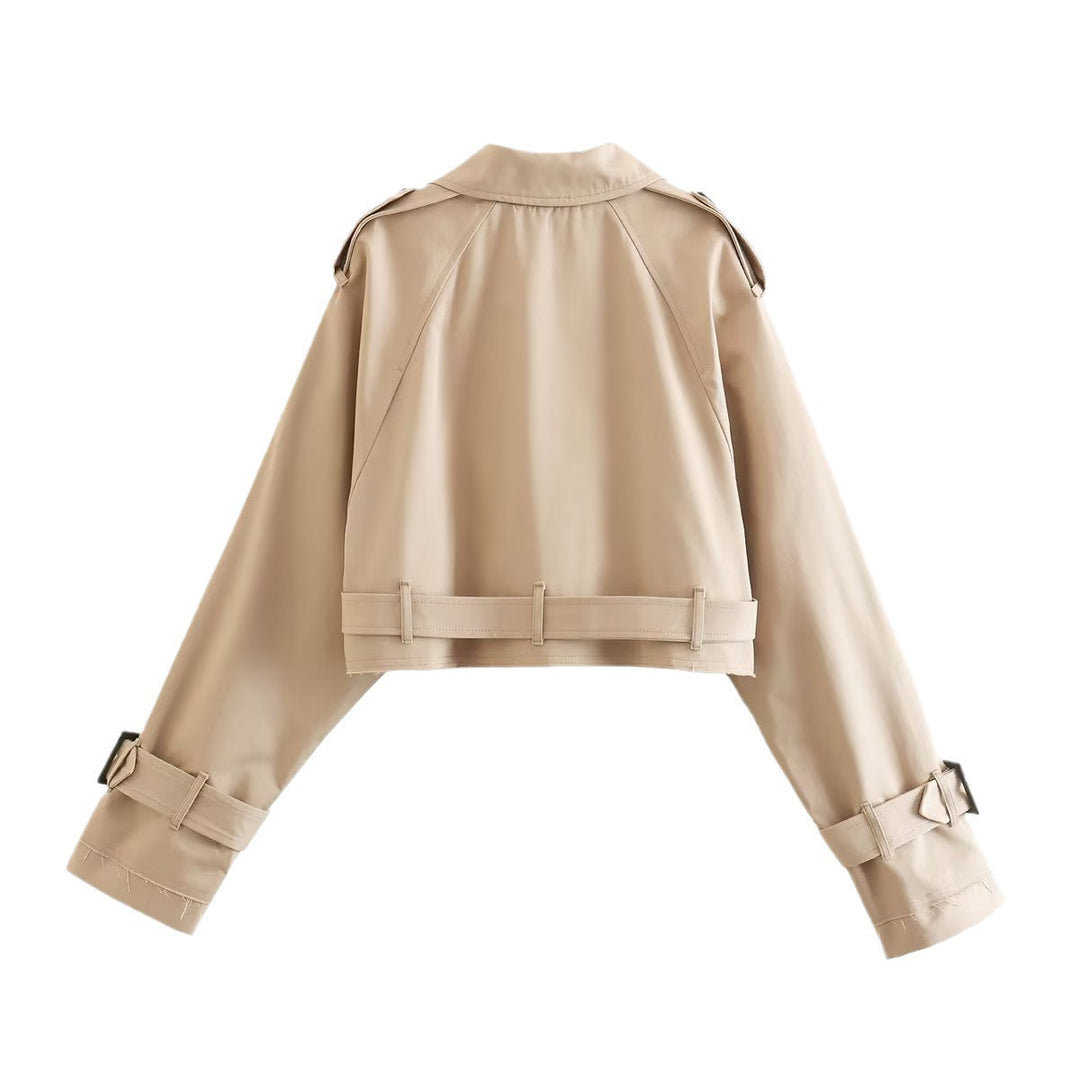 Women’s Stylish Short Double-Breasted Trench Coat