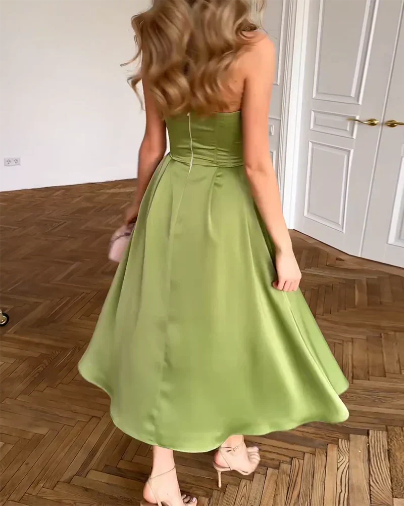 Liora | Strapless Elegant Midi Dress