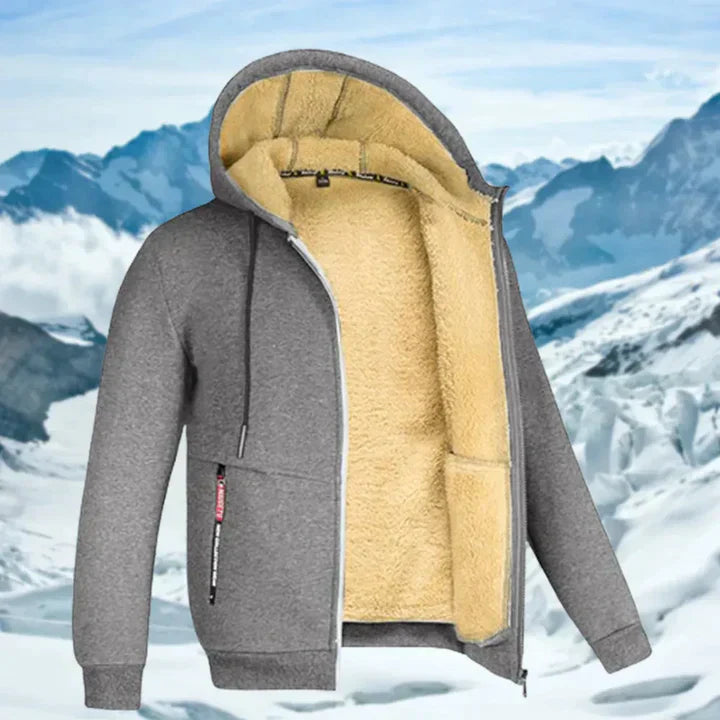 Men's Winter Jacket with Hood and Fleece
