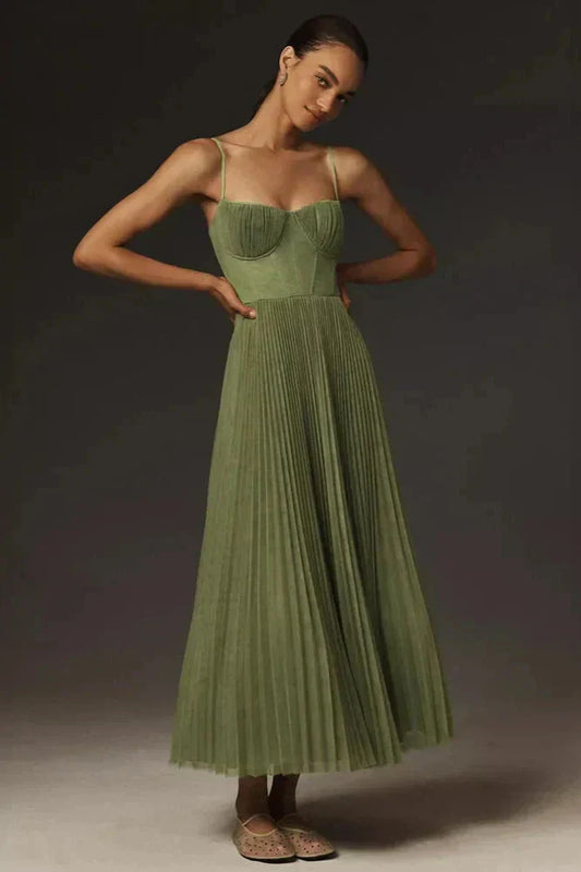 Women’s Pleated Strappy Maxi Dress