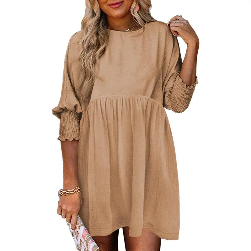 Casual Loose Fit Short Sleeve Mini Dress