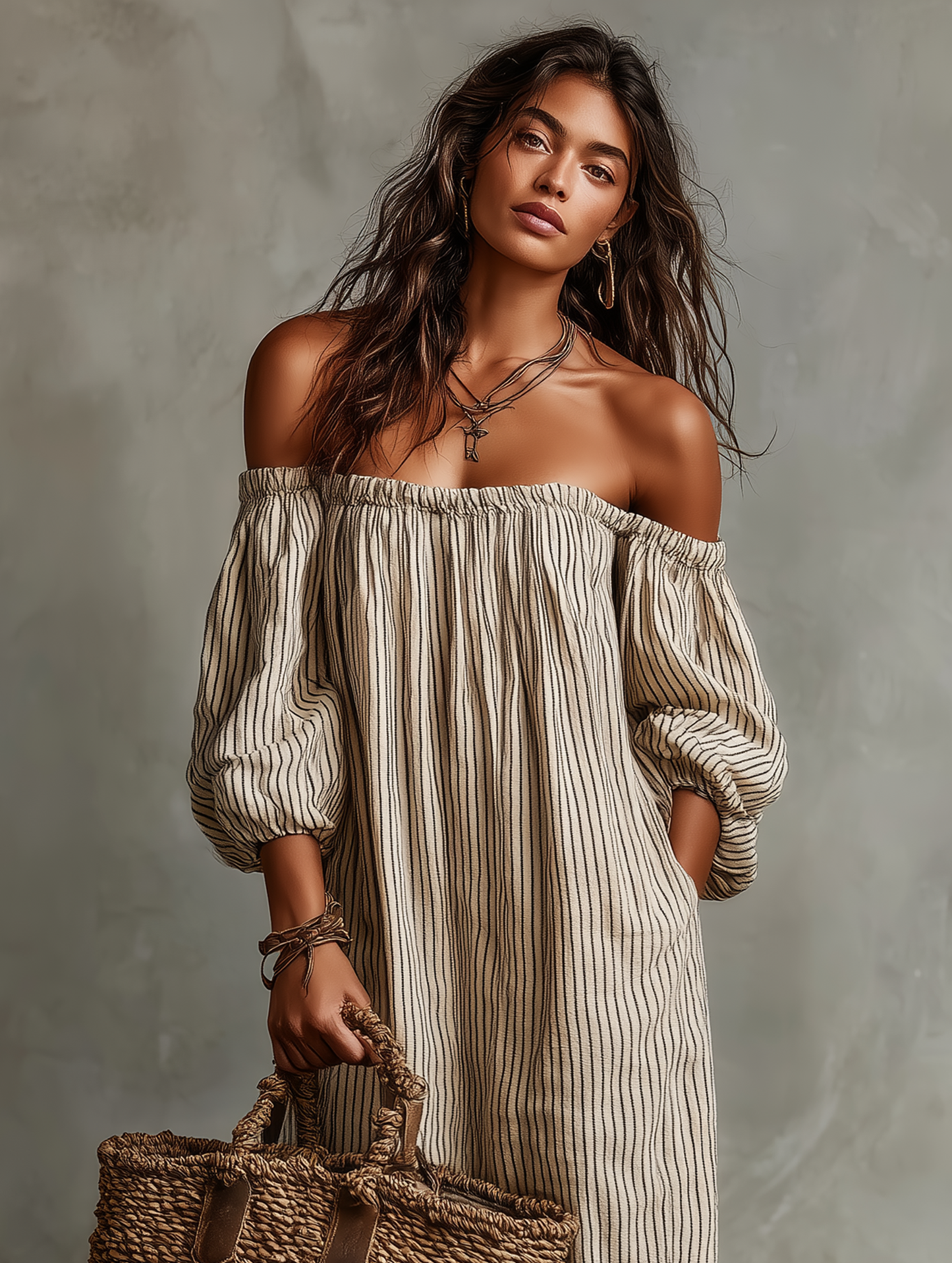 Carmen | Long dress with off-the-shoulder design