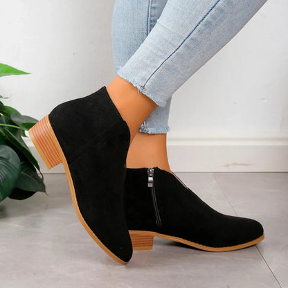 Women’s Leopard Print Ankle Boots with Zipper