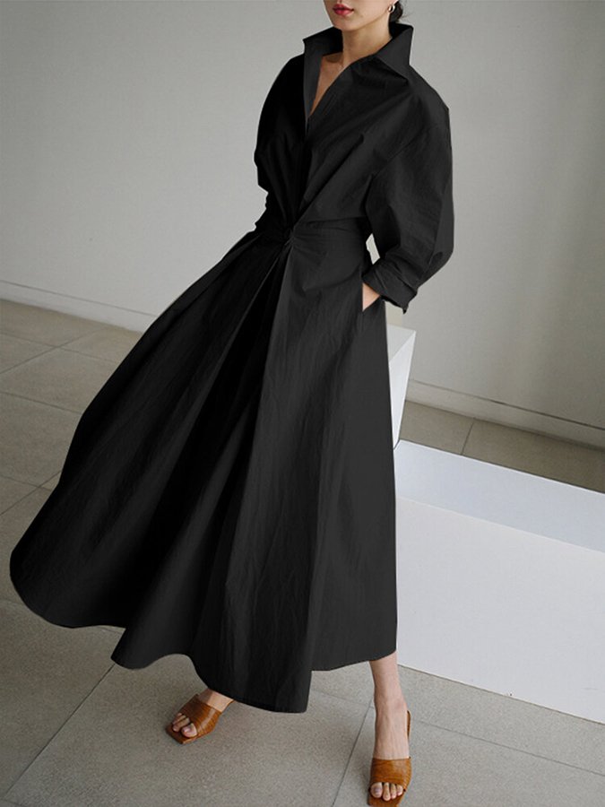 Maxivestido camisero entallado para mujer