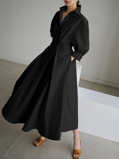 Maxivestido camisero entallado para mujer