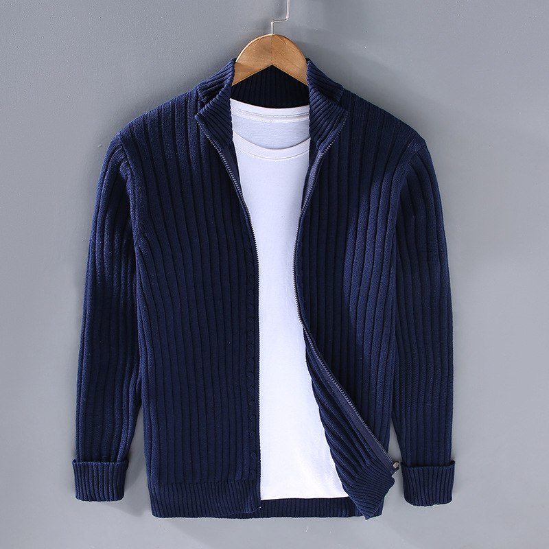 Men’s Warm Knitted Zip Jacket Winter Cardigan