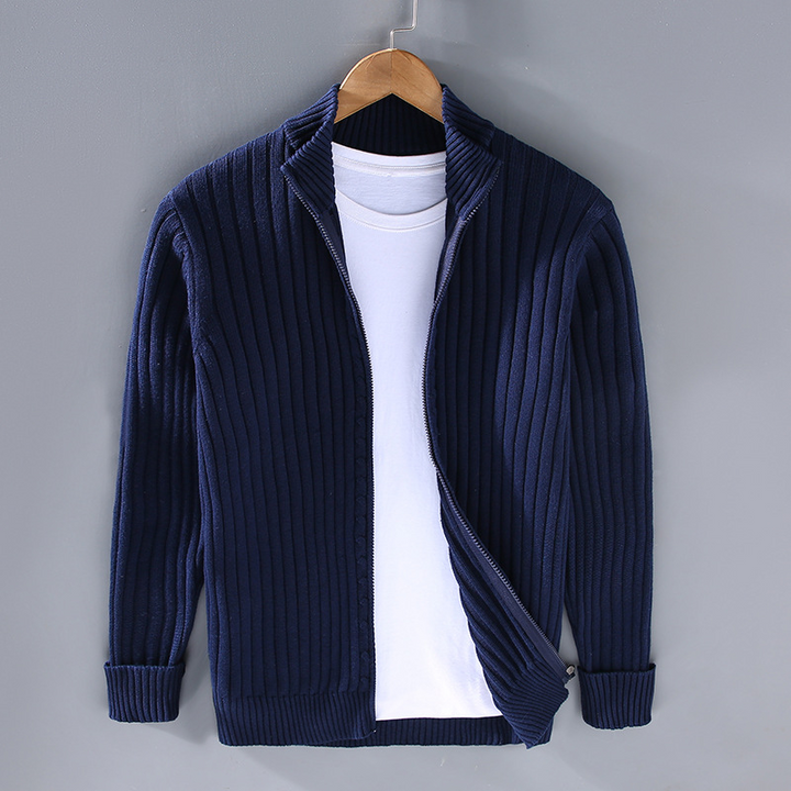Men’s Warm Knitted Zip Jacket Winter Cardigan