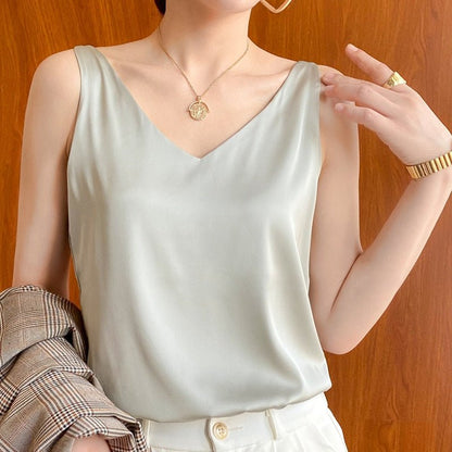 Women’s Classic Relaxed Fit Draped Satin Tanks