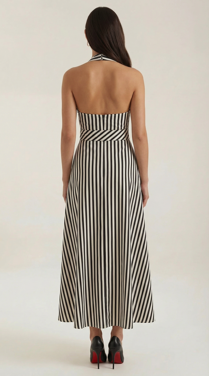 Striped V-neck Maxi Dress
