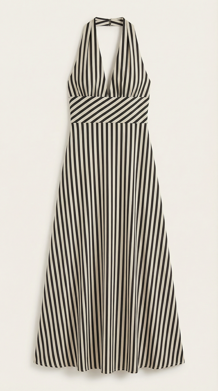 Striped V-neck Maxi Dress