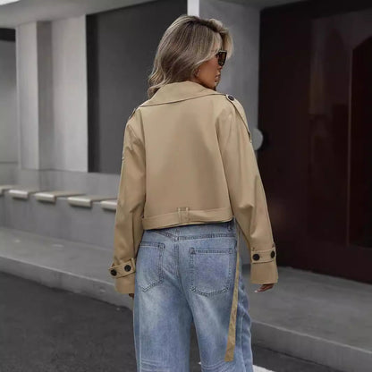 Women’s Cropped Double-Breasted Trench Jacket