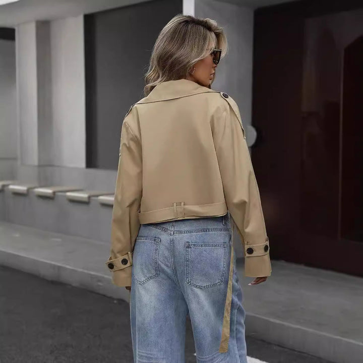 Women’s Cropped Double-Breasted Trench Jacket