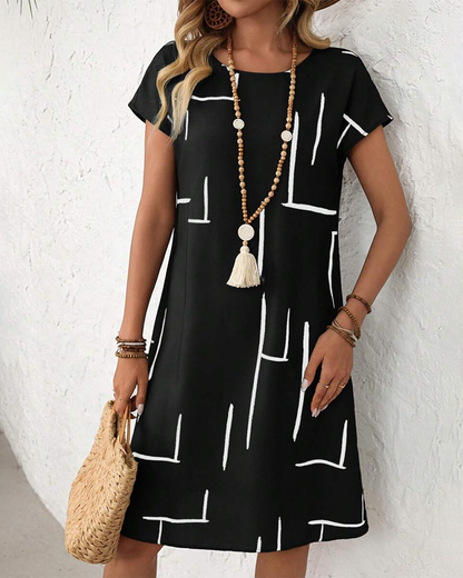 Ainee – Summer Dress with Round Neckline and Print