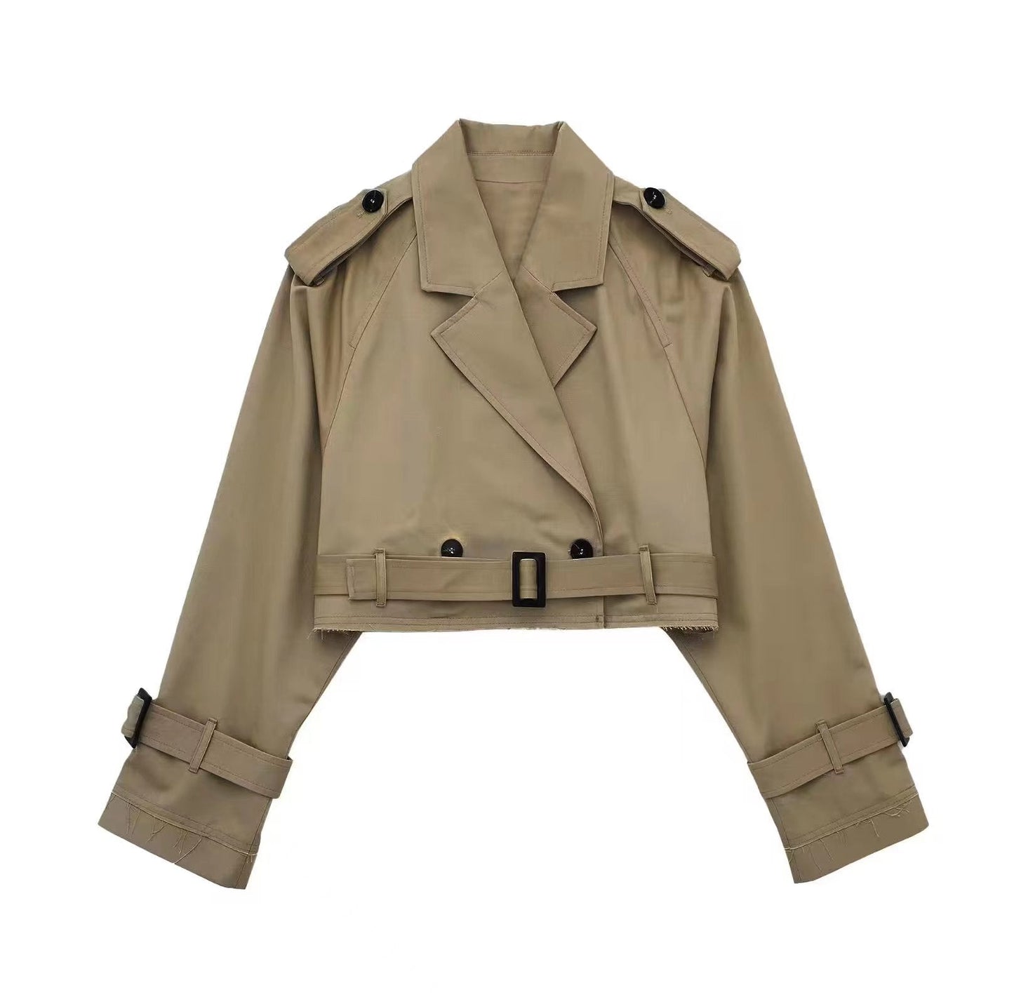 Women’s Stylish Short Double-Breasted Trench Coat