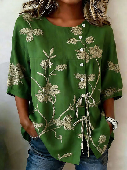 Women'S Floral Art Printed Casual Shirt