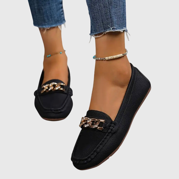 Gold Chain Comfort Slip-On Loafers