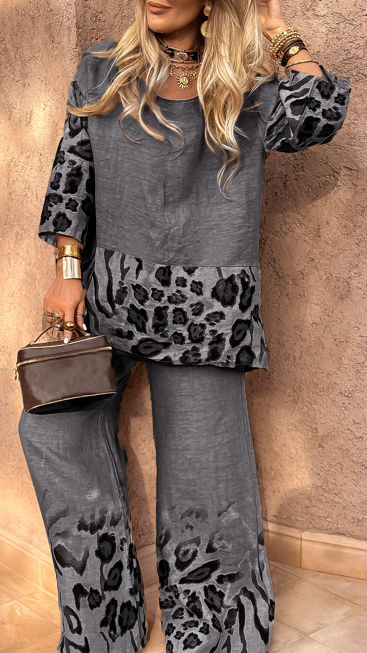 Aislinn | Conjunto informal con estampado de leopardo