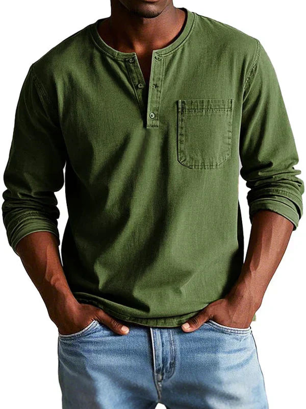 Men’s Casual Long Sleeve Henley Shirt