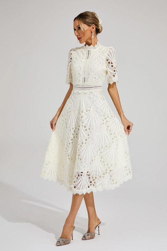 Vestido Midi de Encaje Elegante para Mujer
