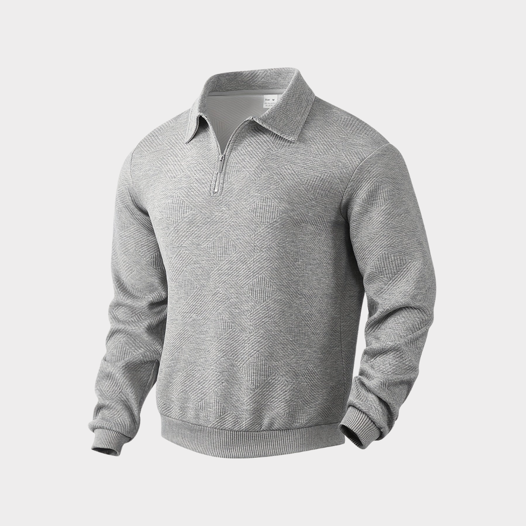 Men’s Casual Textured Design Half Zip Sweater