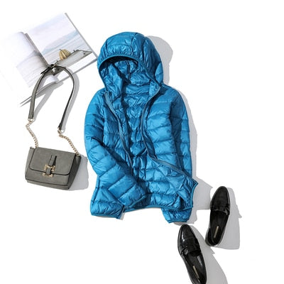 Chaqueta de invierno corta con cremallera frontal para mujer