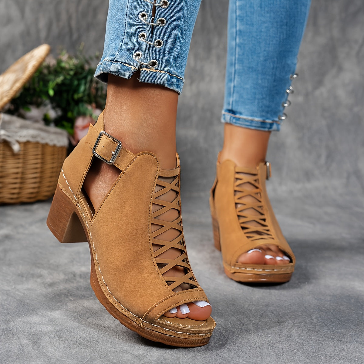 Selin | Sandalias tejidas con tacón